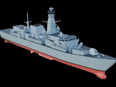 Type 23 frigate Low-poly 3D model