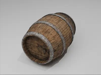 Wooden Barrel Low-poly 3D model