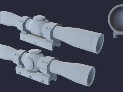 The sight is short FX II SCOUT 2-5X28 DUPLEX Low-poly 3D model