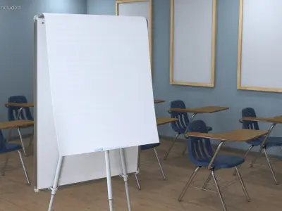 Flip Chart Stand with Sketch 3D model
