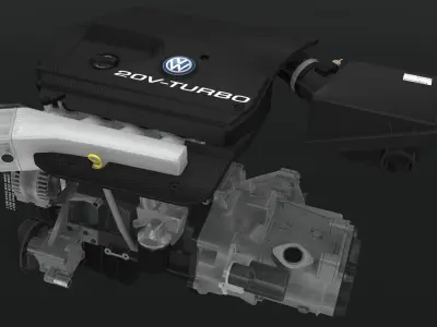 Volkswagen EA113 AWP 20v Turbo engine Low-poly 3D model