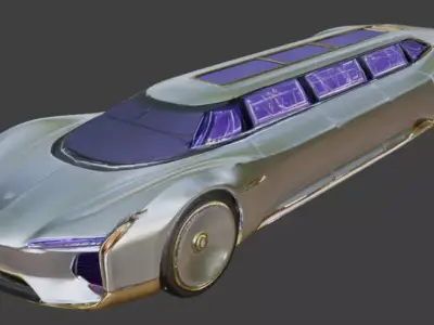 Futuristic Ultra-Luxury Sci-Fi Limousine 3D  Low-poly 3D model