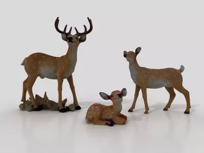 deer Quadrupedal Animals Low-poly 3D model