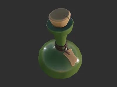 bottle with label Low-poly 3D model