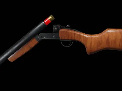 double barrel shotgun Low-poly 3D model buy