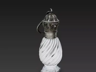 Antique Victorian Perfume Bottle  Ornate Silver  Marble Glass  3D model
