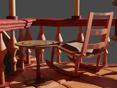 Fantasy Ship Low-poly 3D model