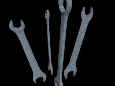Wrenchs Low Poly wrenches Low-poly 3D model