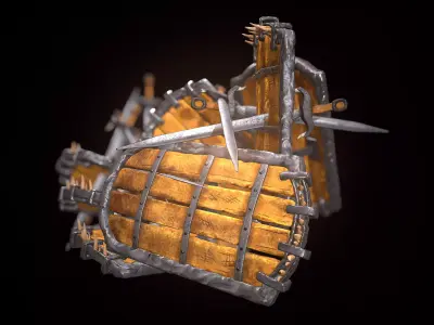 An epic sword and shield Low-poly 3D model