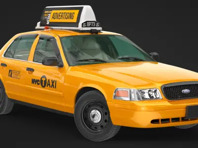 Ford Crown Victoria 2009 yellow NYC Taxi Cab 3D model