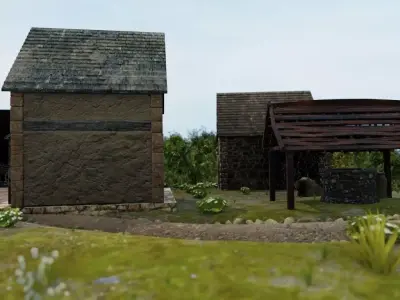 Medieval Village On A Hill 3D model