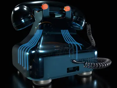 Landline telephone Low-poly 3D model