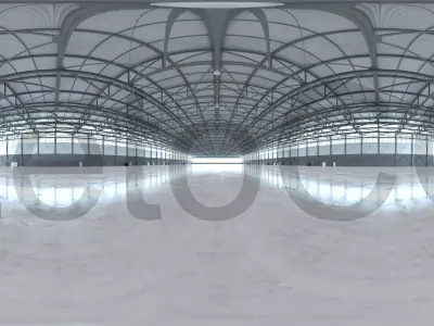 HDRI - Airplane Hangar Interior 4b - HDR - EXR - 8192x4096 Texture