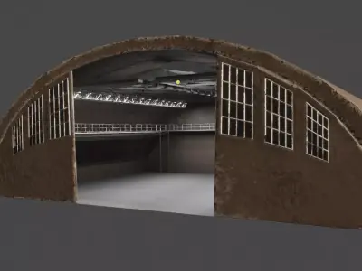 Hangar Interior Low-poly 3D model shop