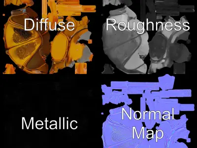 Elegant Golden Beetle Model Pack Low-poly 3D model