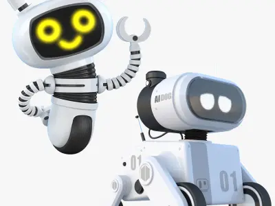  Cute Robot 3D Model Pack – High-Quality Rigged Characters  purchase