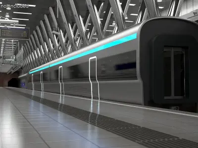 Modern High Speed Train on the Tracks 3D model
