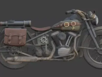 Wild West Frontier Combat Motorcycle 3D Model Low-poly 3D model