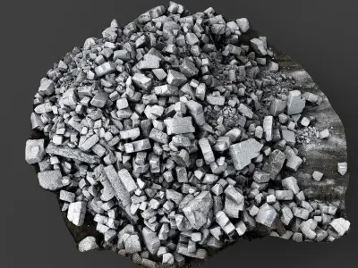 destroyed house ruins debris part2 photogrammetry Low-poly 3D model