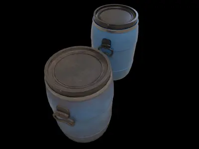 Water Barrel Low-poly 3D model