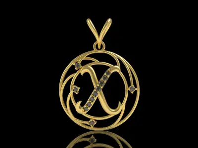 Alphabet X Diamond Pendant 3D print model