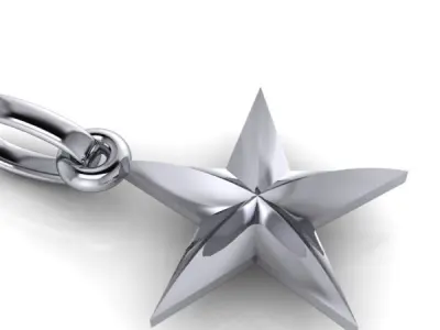 FIVE 5 POINT STAR PENDANT NECKLACE CHARM BRACELET 3D print model