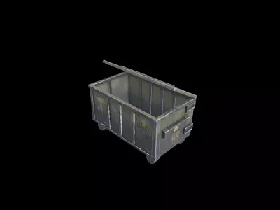 Low Poly Stylized Open Industrial Dumpster Low-poly 3D model