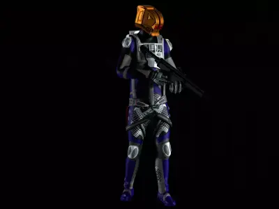 Robot Soldier - Assault Soldier Low-poly 3D model 17