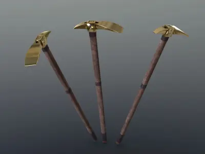 Hoe - Gold Low-poly 3D model