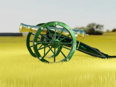 machine-gun cannon in field 3D model