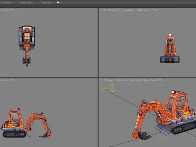 Cartoon excavator - Building construction vehicles Low-poly 3D model