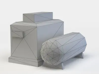 Tank rusty box Low-poly 3D model