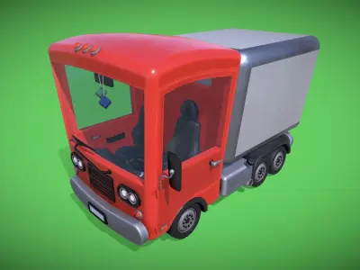 Stylized Box Truck Low-poly 3D model