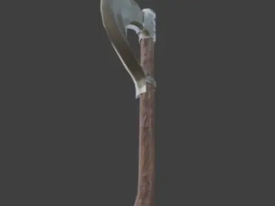 Lowpoly pbr game ready Axe with wooden handle Free low-poly 3D model