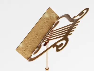 Antique Brass Music Stand Low-poly 3D model