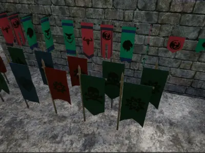 Medieval War Banner Collection 3D Model Pack