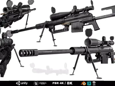 Cheytac M200 Sniper Rifle Low-poly 3D model