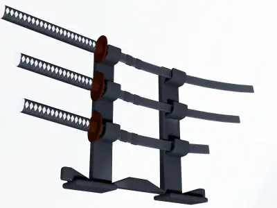 Katana three samurai swords 3D model purchase