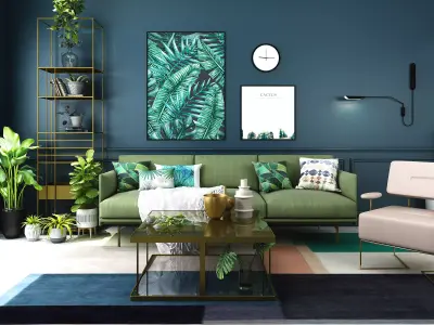 Modern Luxury Living Room Set 3D model