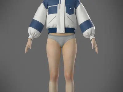 Bomber jacket women 3D model fashion garment 3D model