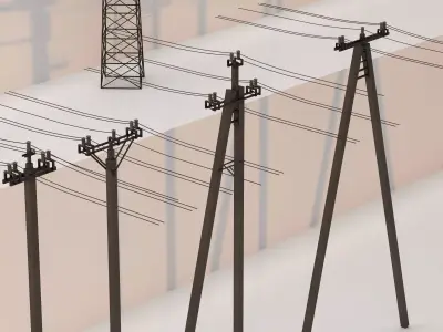 Electric Transmission Towers low Low-poly 3D model