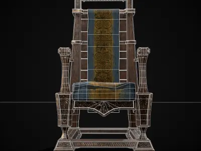 Regal Hardwood Chair Low-poly 3D model