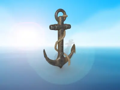 anchor karobelny and ship metal PBR game ready 2 textures Low-poly 3D model purchase
