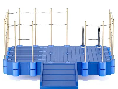 Modular plastic pontoon with a drive-in 3D model