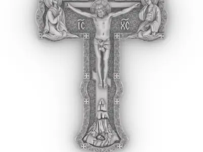 Jesus Christ Cross Engraved Antique Pendant Design  3D print model