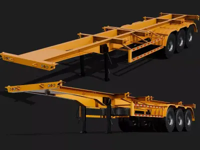 3 axle Skeleton semi trailer container chassis 3D model