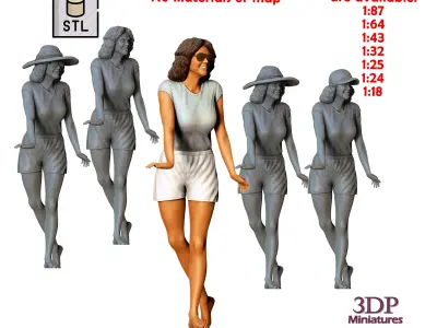 N7 woman from 60s posing with cars 3D print model