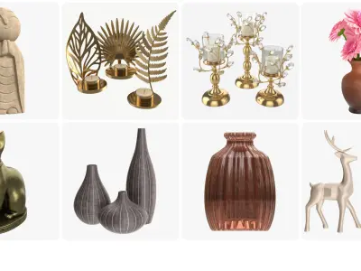 Decorations for desk and shelves 3D model
