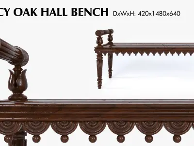 REGENCY OAK HALL BENCH 3D model