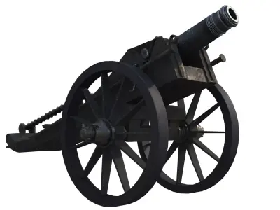 cannon cartoon military rigged model 3D model